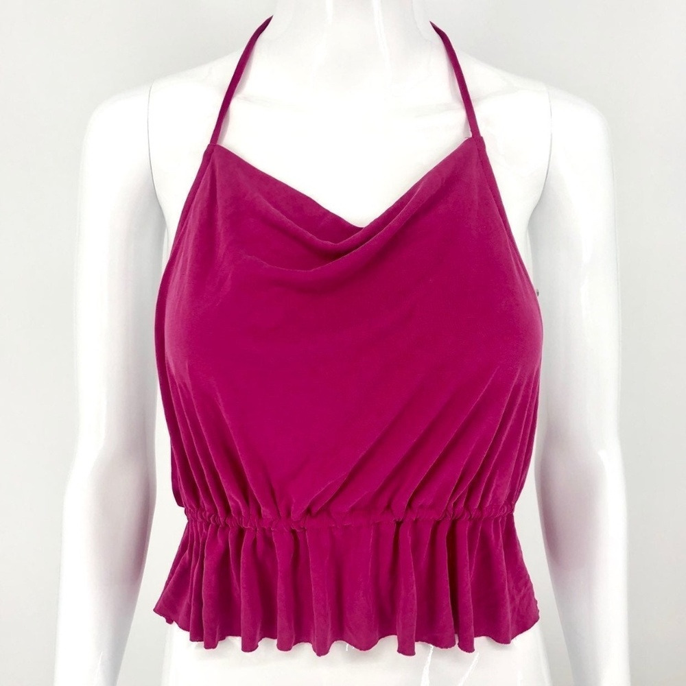 NWT UO Pink Ruffle Lace Tie Up Boho Top